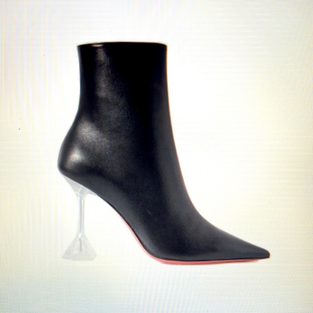 COPY - Amina Muaddi Black Giorgia Leather Ankle Boot - Picture 1 of 8